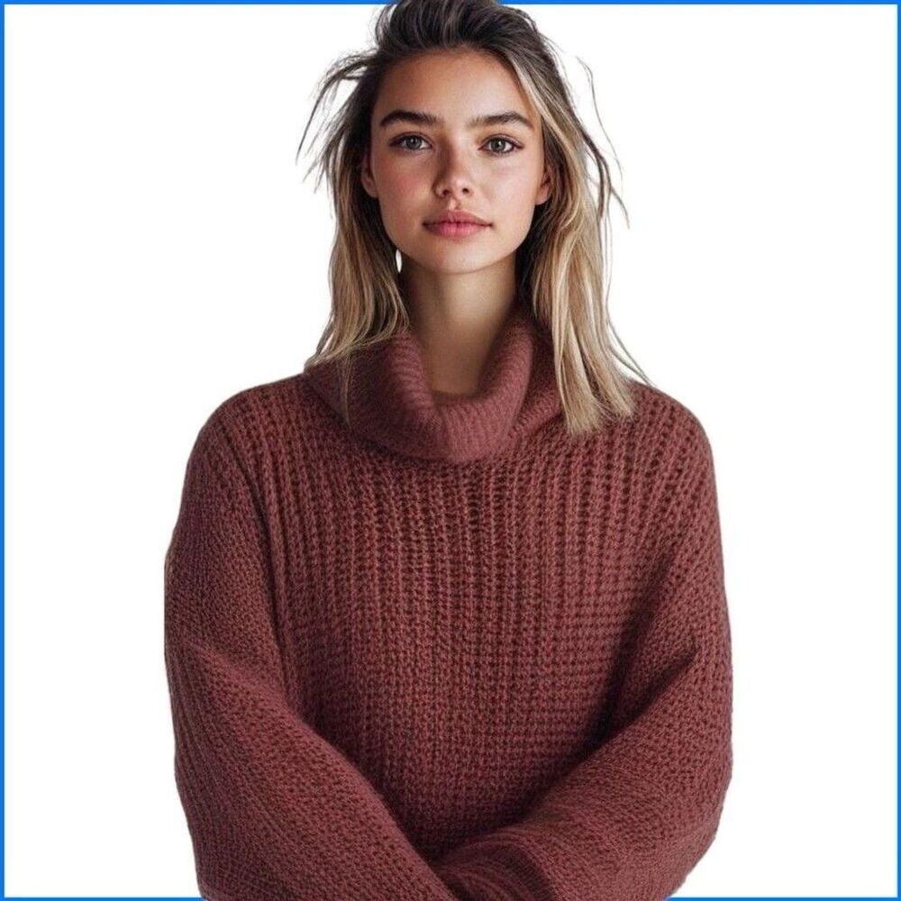 Distressed Turtleneck Sweater Cotton Candy LA
